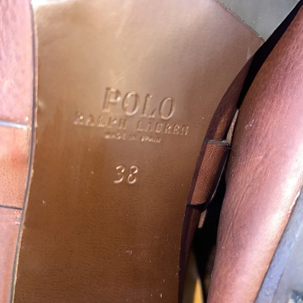 Polo Ralph Lauren NWOT leather heeled ankle boots with braided straps size 38 - Picture 9 of 9